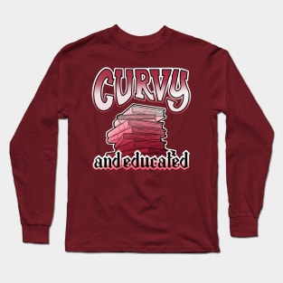 Curvy and educated, stack of red books Long Sleeve T-Shirt